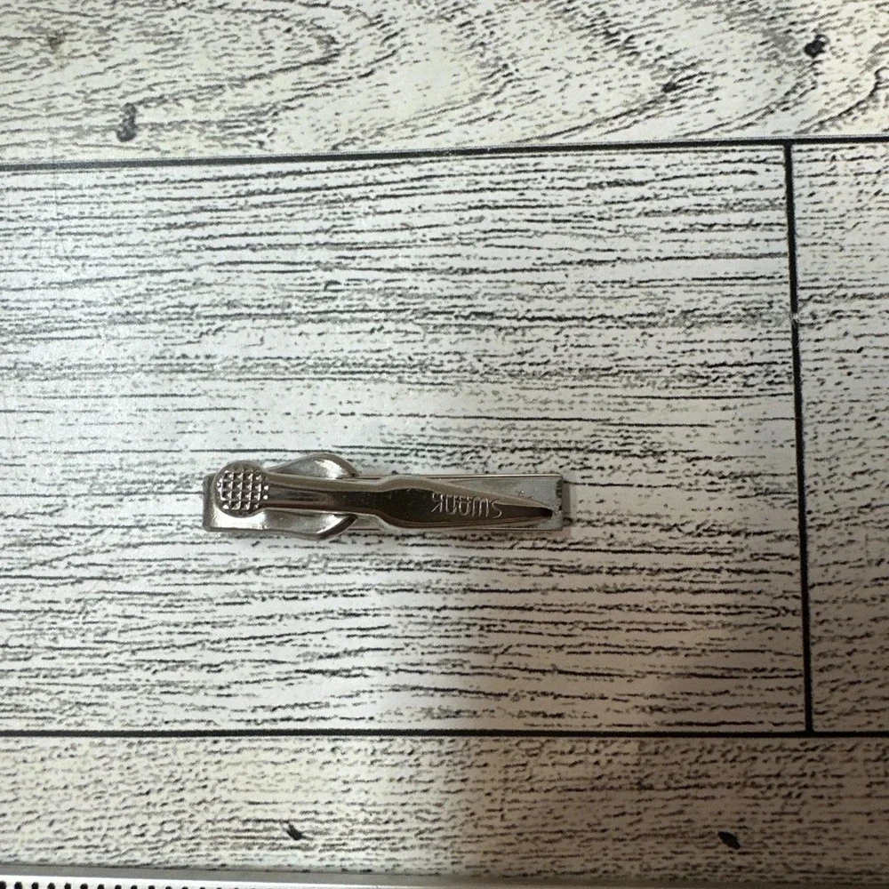 Swank Silvertone Tie Clip Bar Stamped‎ Vintage